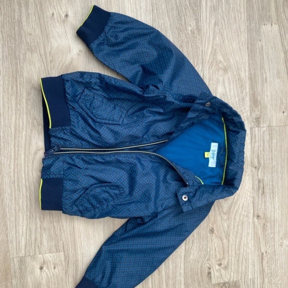 Zara Blue Kids' Puffer Jacket with Yellow Trim